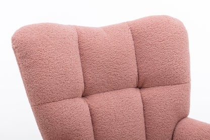 Noble Wool Fabric Upholstered Rocking Chair - Pink