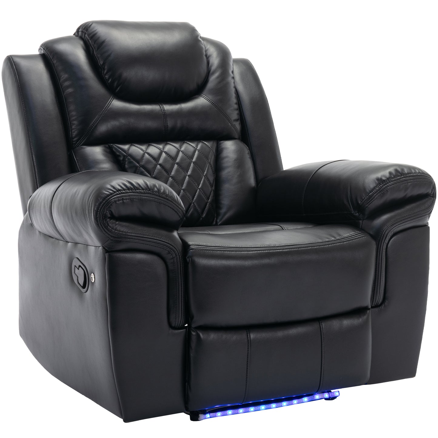 Milo Manual Recliner Chair with LED Light Strip - Black