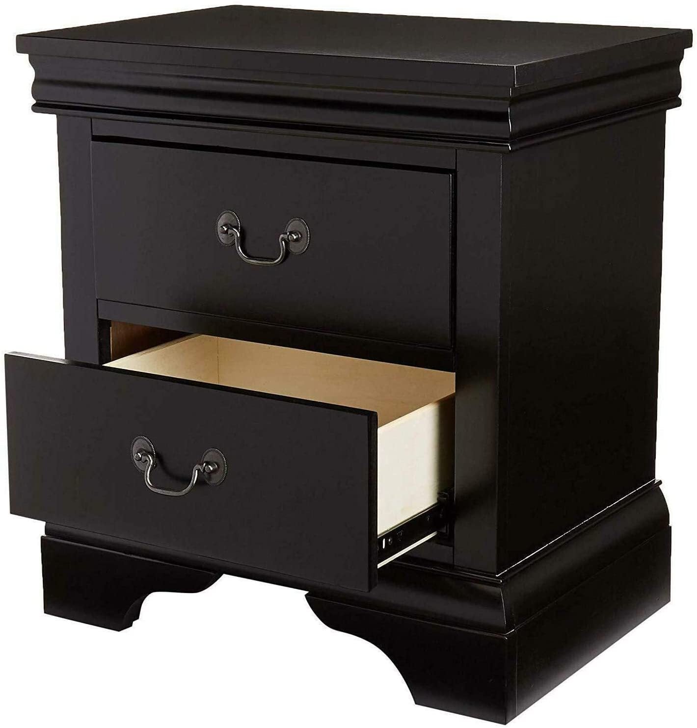 Randa Pine wood Nightstand - Black