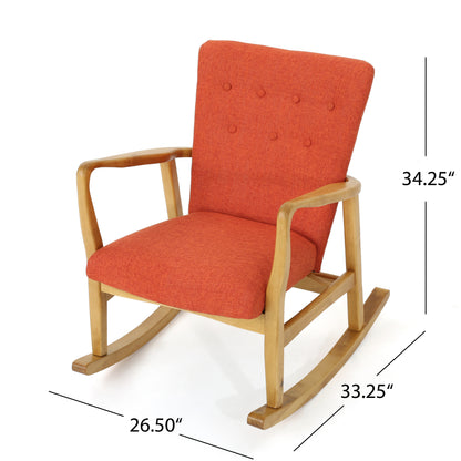 Shania Solid Wood Rocking Chair - Orange