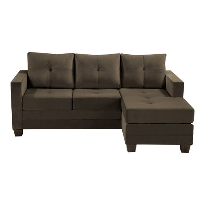 Gai Reversible  Sectional Microfiber Fabric  Sofa w   - Coffee