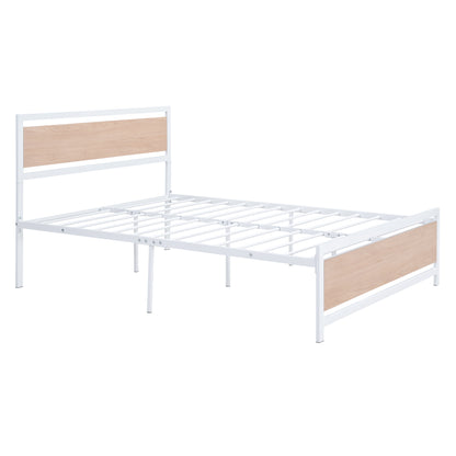 Quasar Full Size Metal and Wood Platform Bed - White