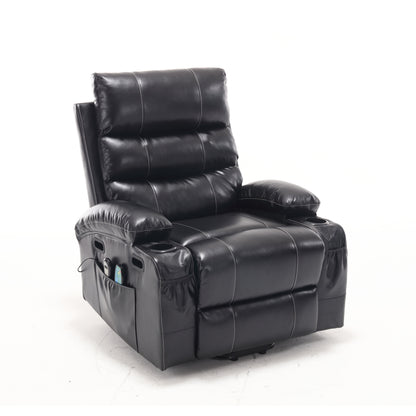 Elias Large Power Lift Recliner Chair with Massage - Black