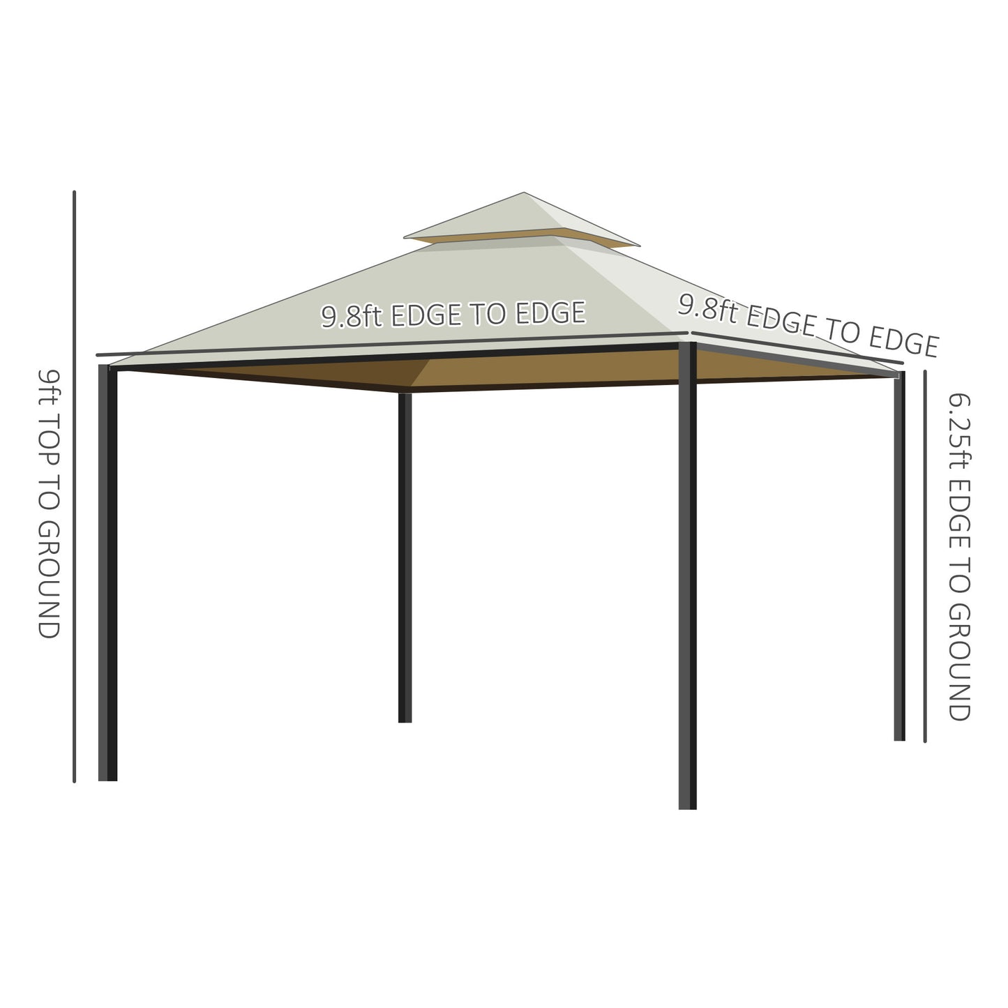 Enola 10 x 10 ft Patio Gazebo Two-Tier Roof - Beige