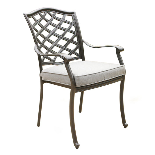 Rosita Patio Aluminum Dining Arm Chair With Cushion (Set of 2) - Gray