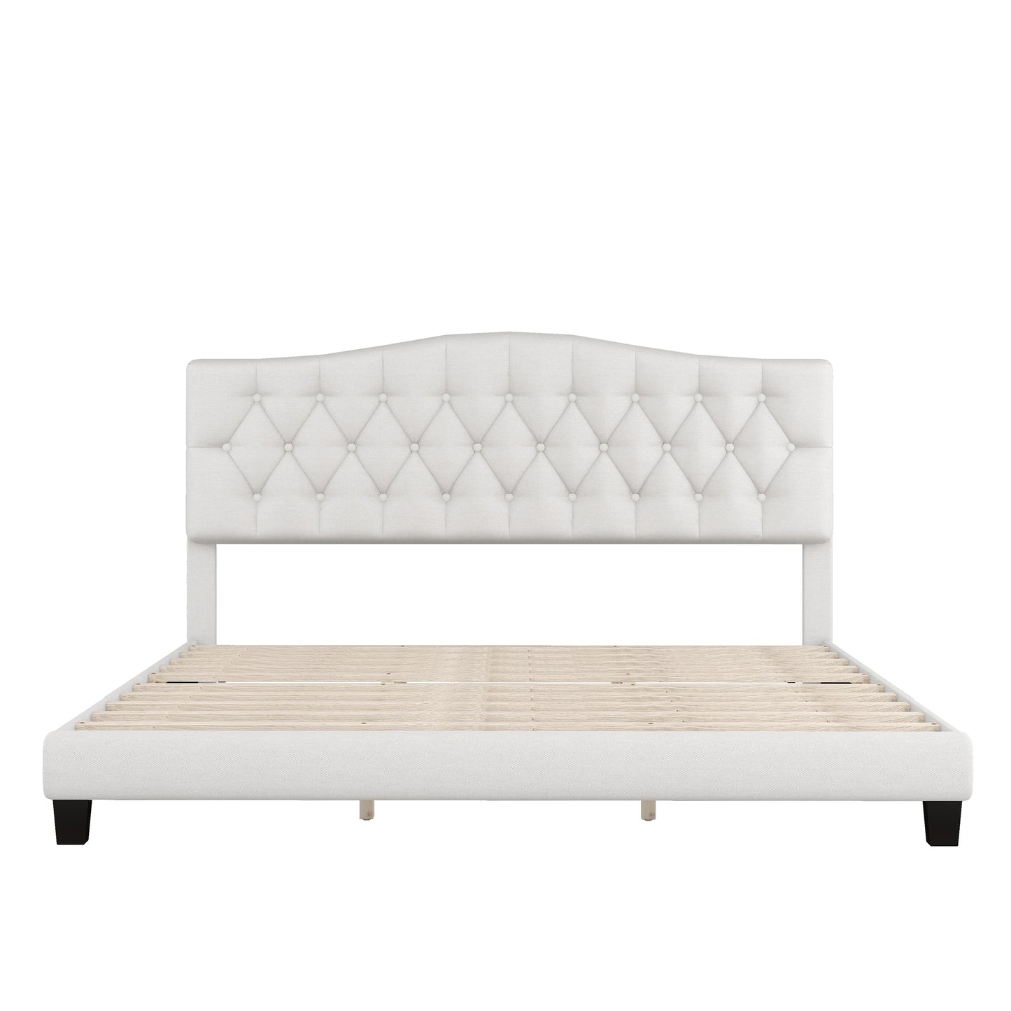 Domoni King Size Platform Bed Frame - Beige