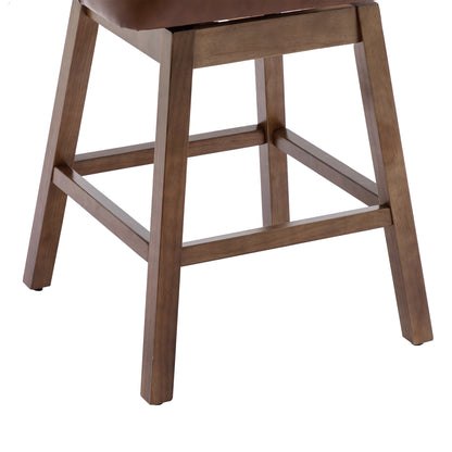 COOLMORE PU Leather Bar Stools - Brown Set of 2