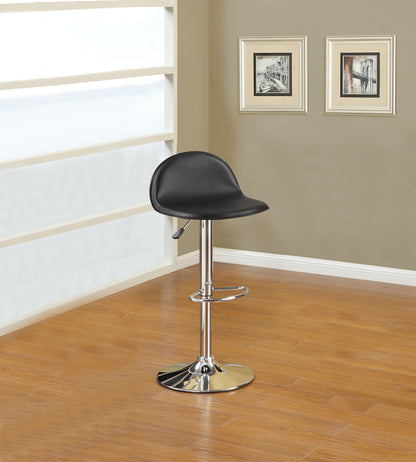 Curb Adjustable Bar stool  Faux Leather Chrome Base - Black  Set of 2