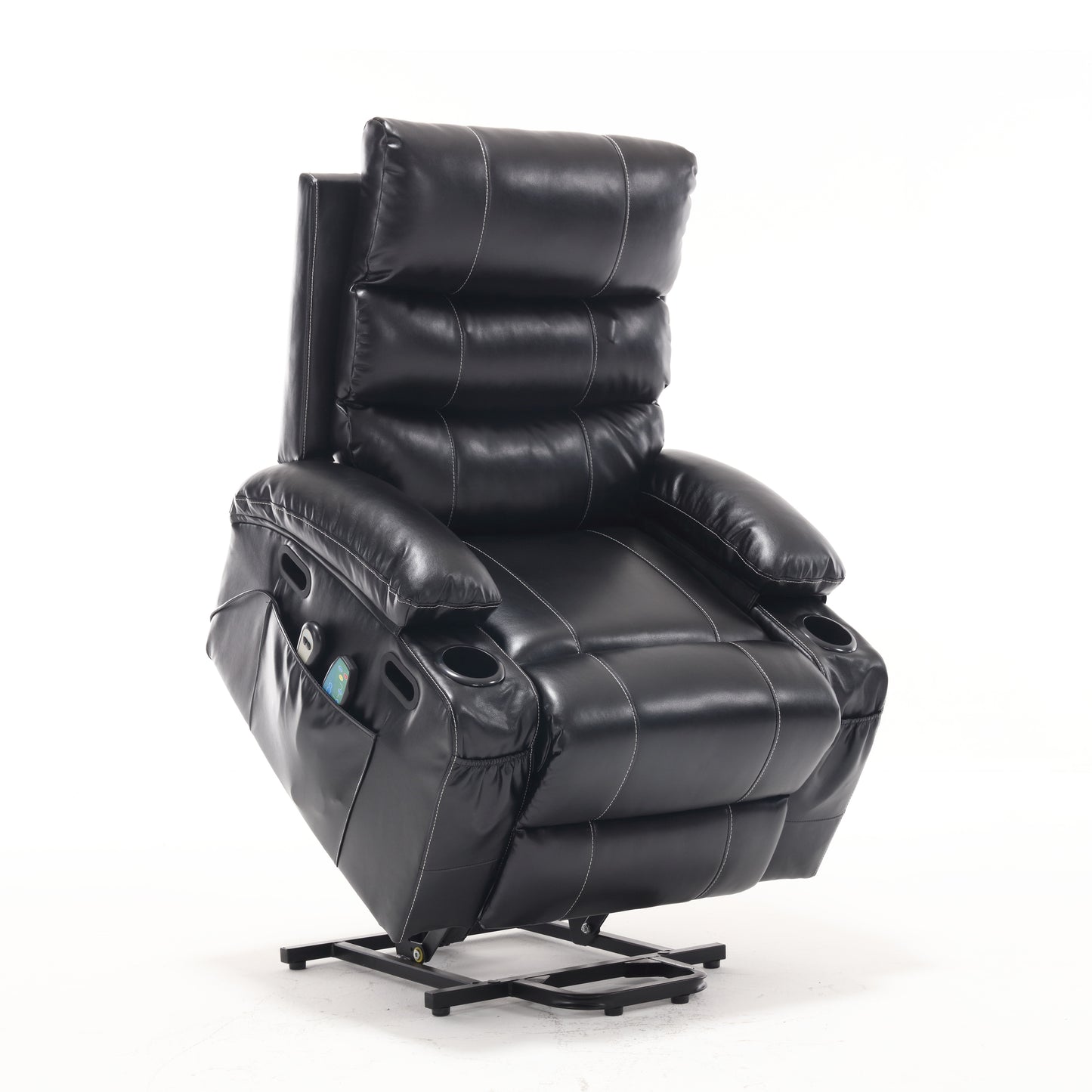 Elias Large Power Lift Recliner Chair with Massage - Black