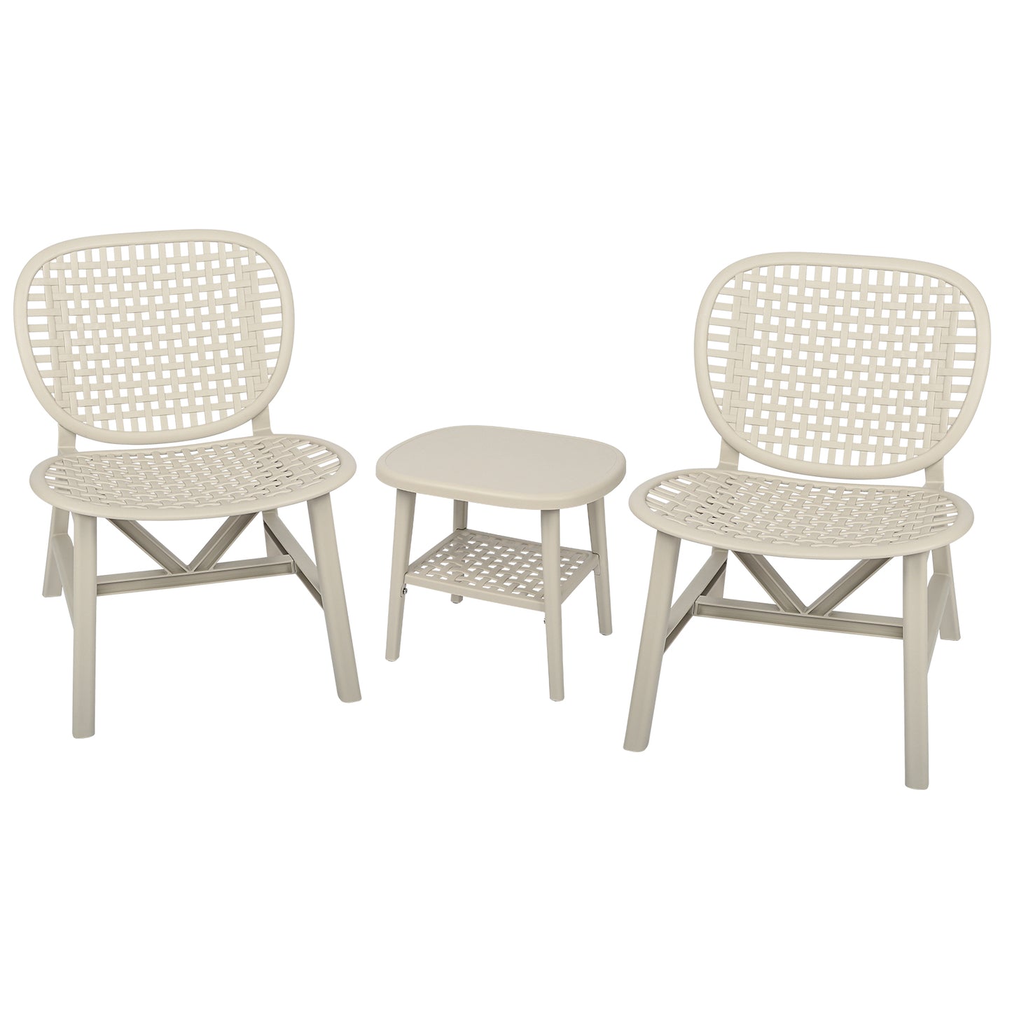 Toccara  3 Pc Retro Patio Table Chair Set - White