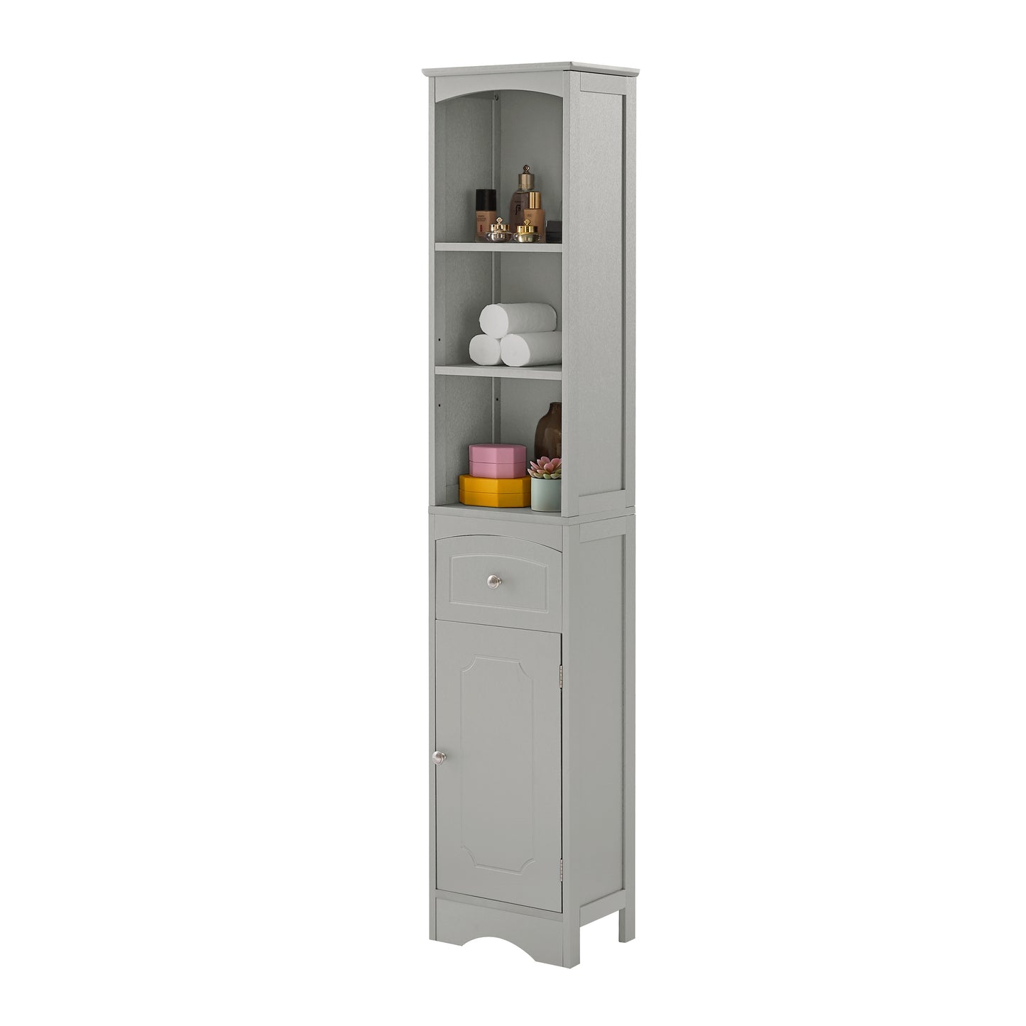 Tower Bathroom Cabinet with Drawer - Gray