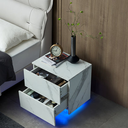 Nami Nightstand with LED Strip Lights - White