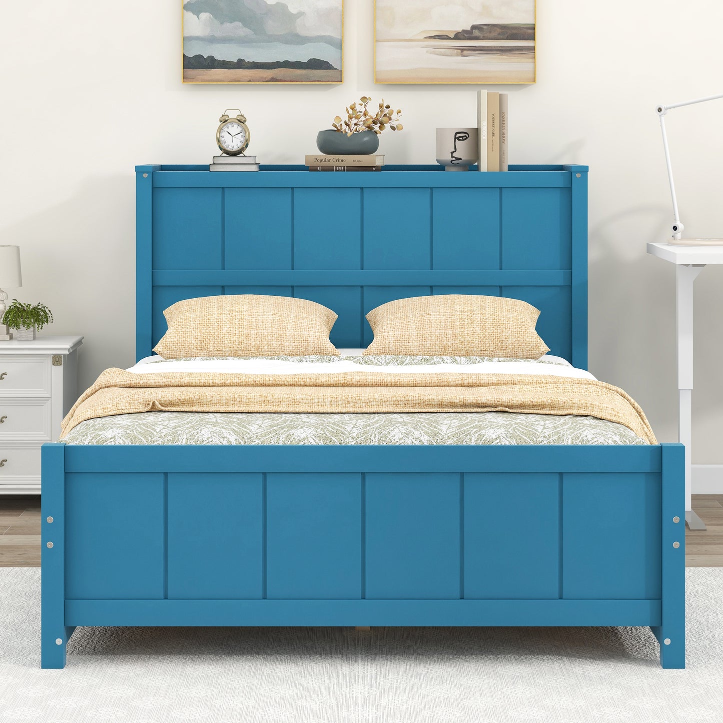 Zeal Full Size Platform Bed w Storage - Blue