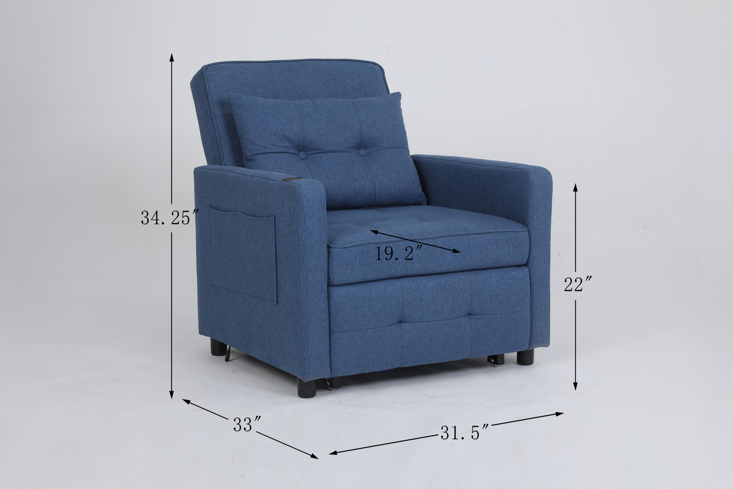 Sleeper Chair 3-in-1 Convertible - Navy Blue