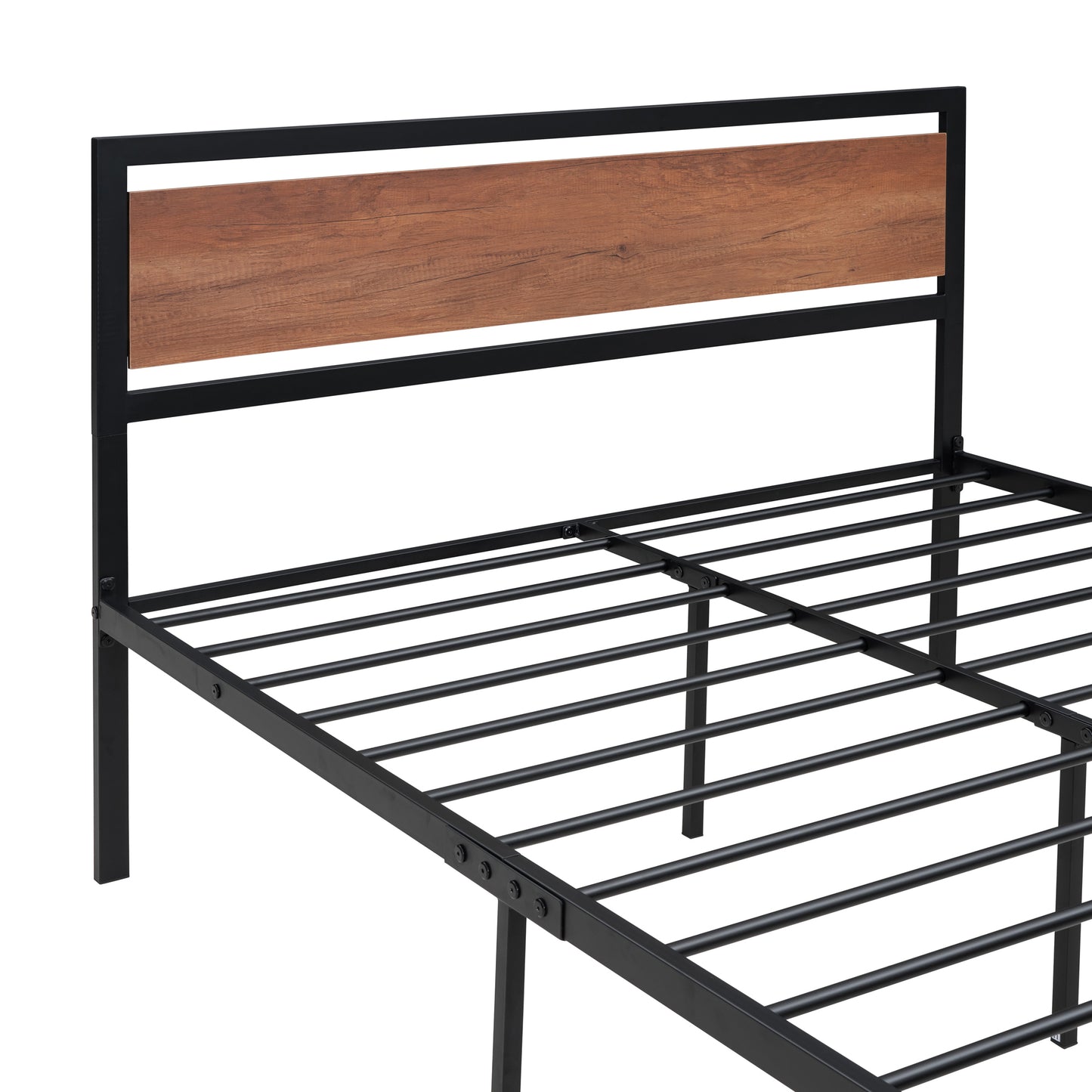 Quasar Full Size Metal and Wood Platform Bed - Black