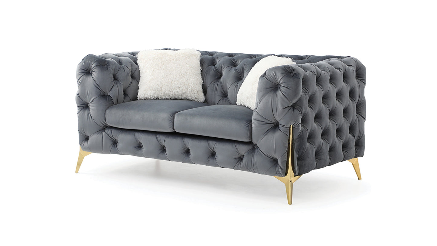 Pratt Tufted Velvet Loveseat - Gray