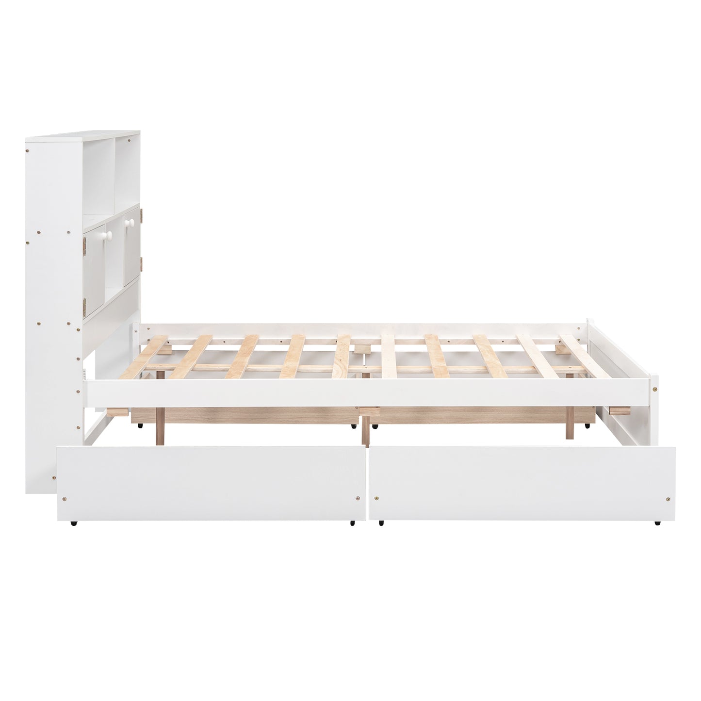 Jazz Full Size Platform Bed w 4 Drawers - White