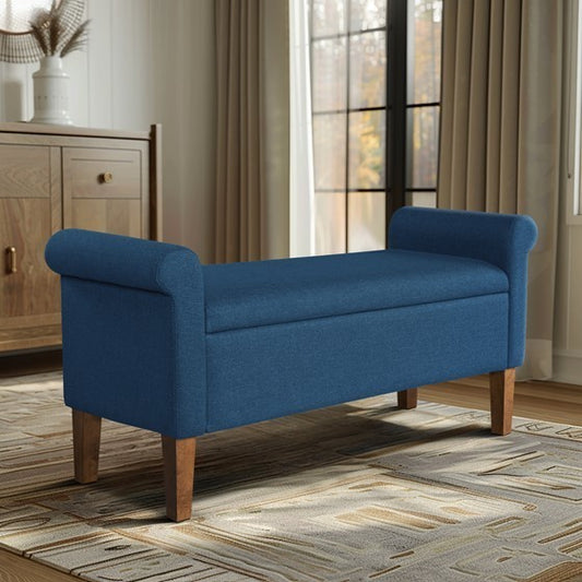 Vang Upholstered Storage Bench - Blue