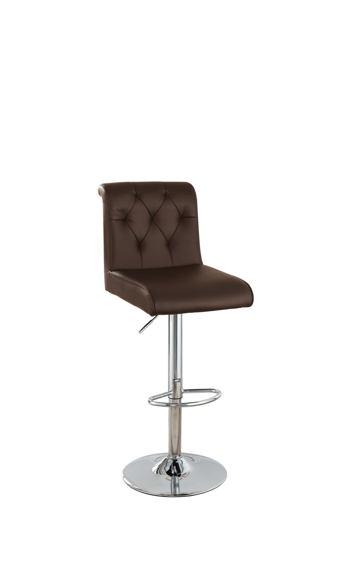 Tina Adjustable Bar stool  Faux Leather Chrome Base - Espresso  Set of 2