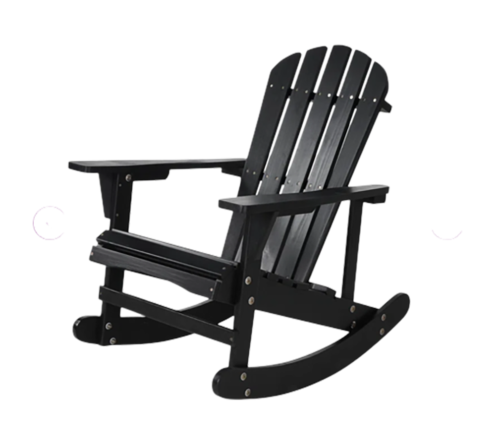 Garvin Adirondack Rocking Chair Solid Wood - Black