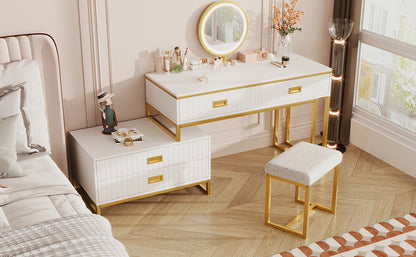 Eden Makeup Vanity Set With With Movable Side Cabinet