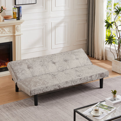 Iced Velour Convertible  Sofa Bed - Silver