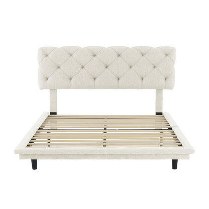 Joy Full Size Upholstered Bed with Light Stripe - Beige