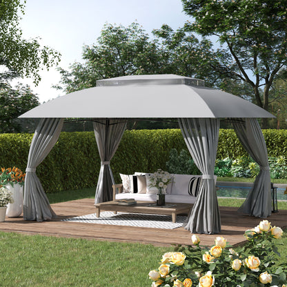 Frazer 10 x 13 ft Double Vented Roof Patio Gazebo - Gray