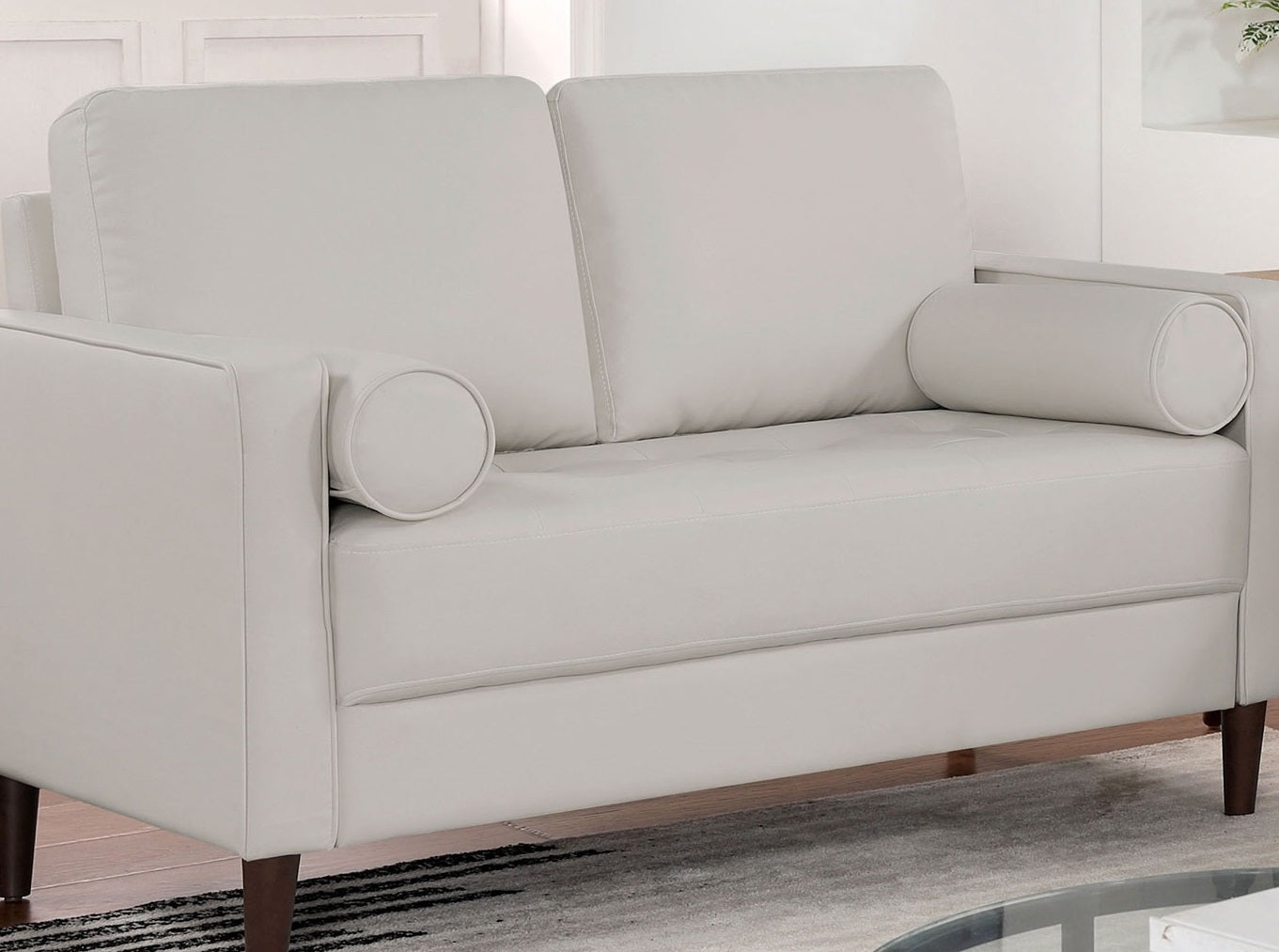 Houston Loveseat Leatherette Upholstered - Off White