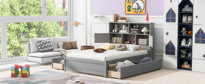 Jazz Full Size Platform Bed w 4 Drawers - Gray