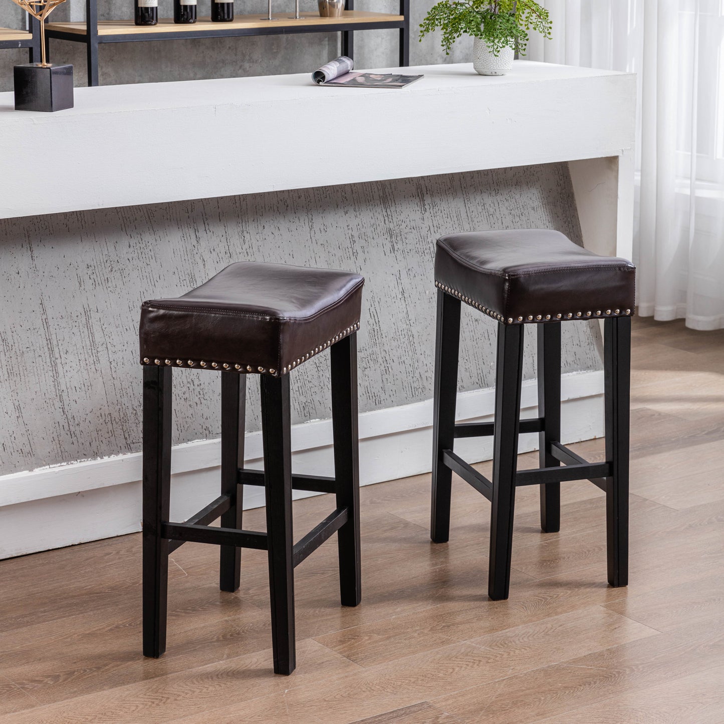 Urban Counter Height 29" Bar Stools -  Brown  Set of 2