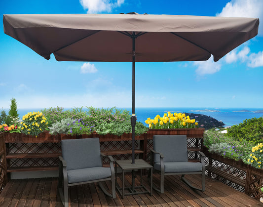 Benno 10 x 6.5 ft Rectangular Patio Umbrella - Chocolate