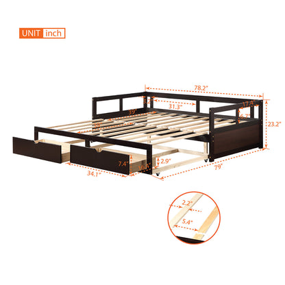 Urban Twin Size Wooden Daybed with 2 Drawers - Espresso