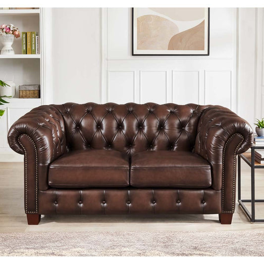 Izaak Leather Loveseat - Caramel