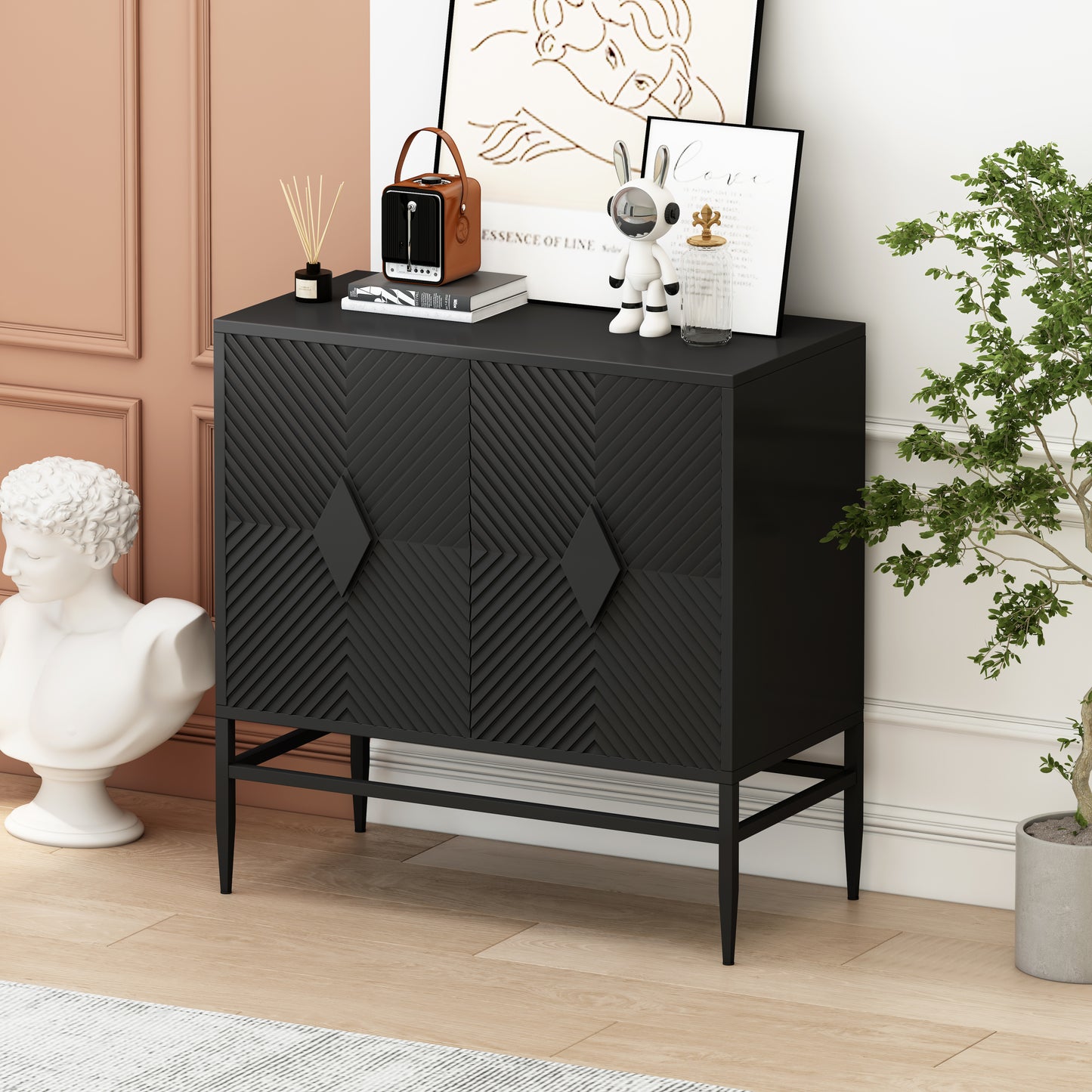 Tricia Accent Wooden Storage Cabinet - Black