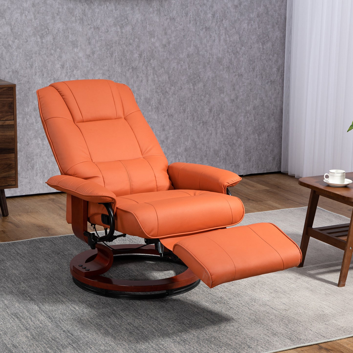 Villa Faux Leather Manual Recline with Footres - Orange