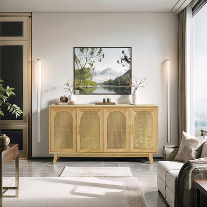 Xenia 4-Door Cabinet with Rattan - Natural