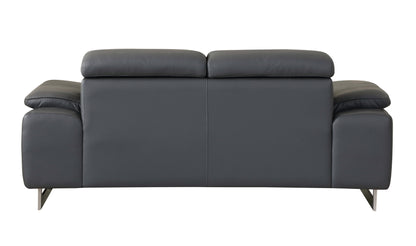 Travis Top Grain Italian Leather Loveseat - Dark Gray