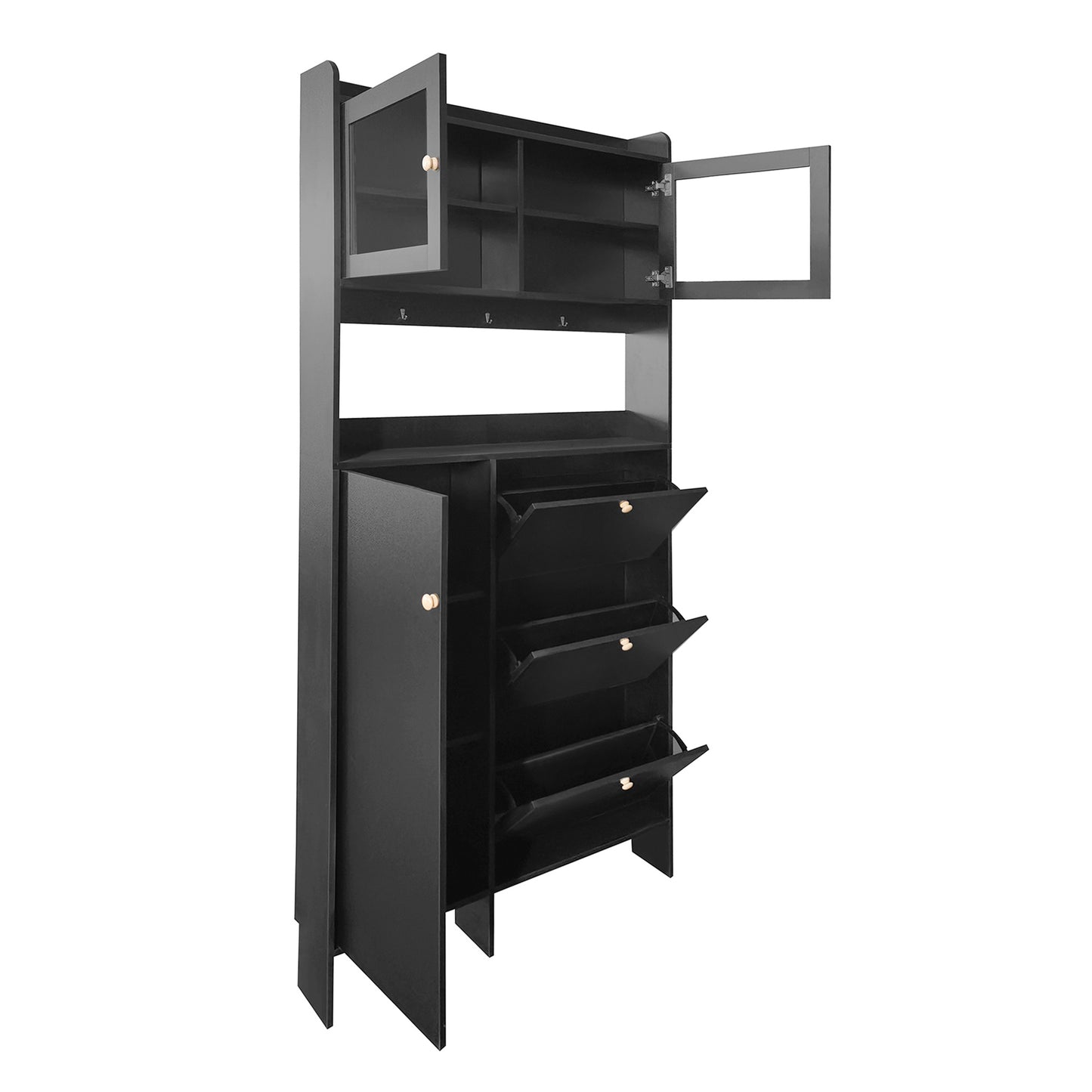 Felix III Shoe Cabinet with Open Storage Space - Black