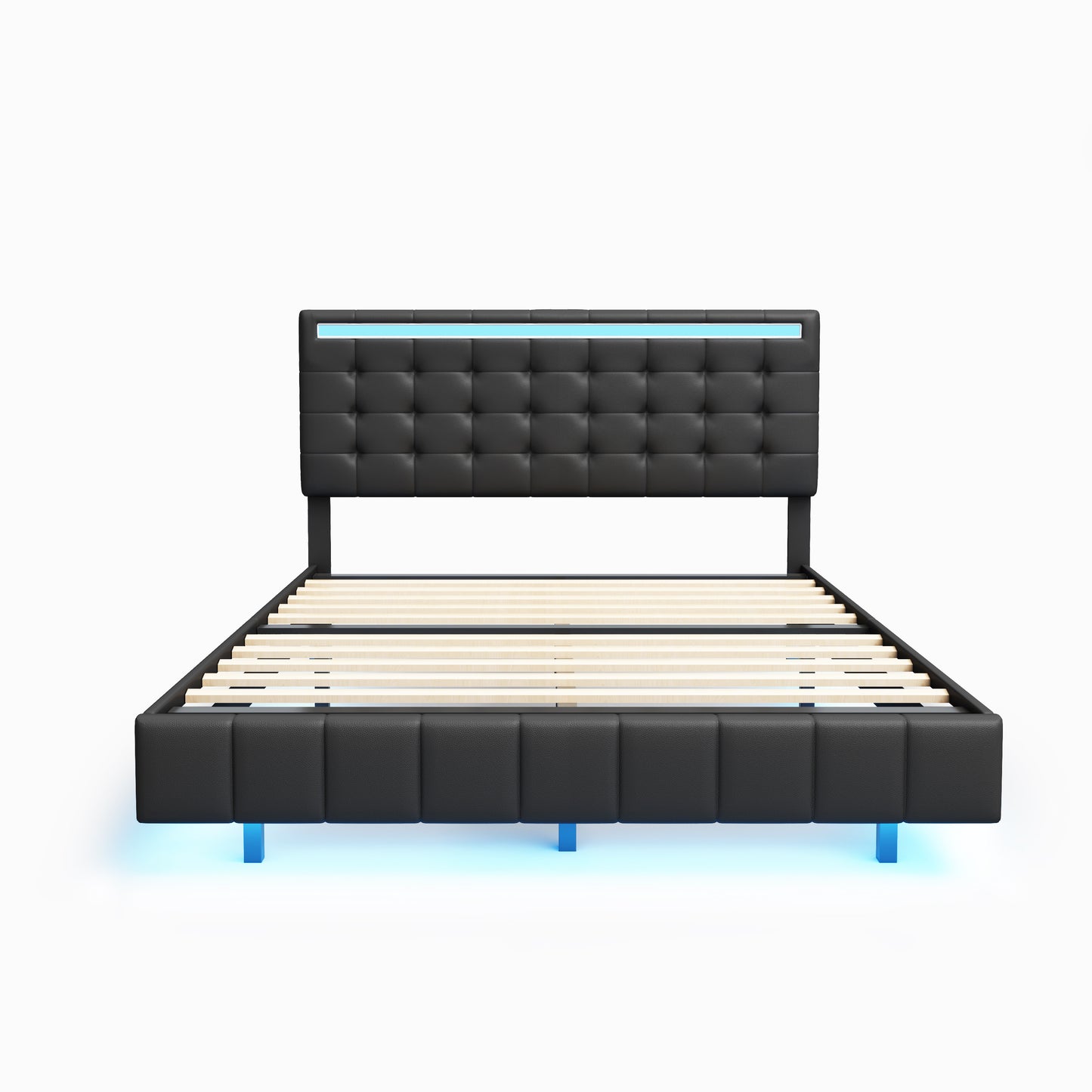 Marc Queen Size Floating Bed Frame with LED - Black