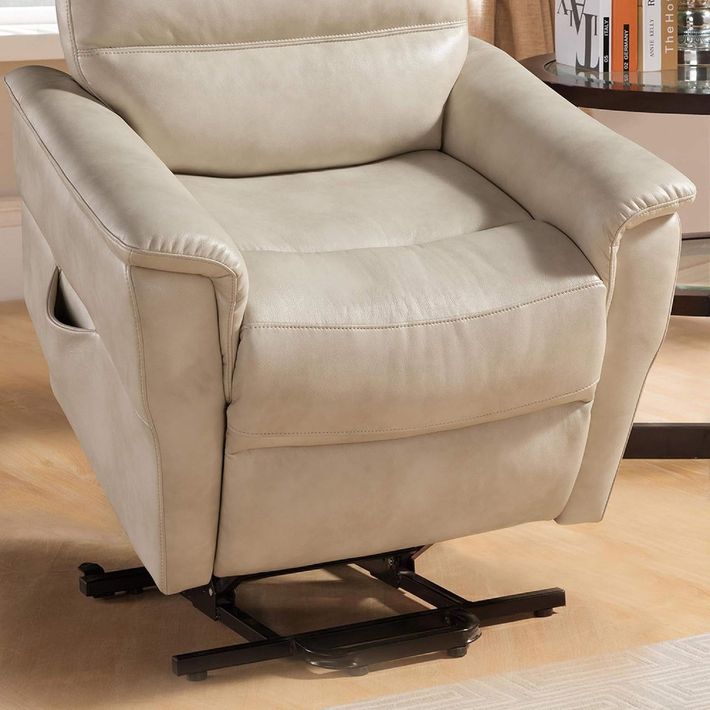 Zander Faux Leather Upholstered Power Reclining Chair - Cream