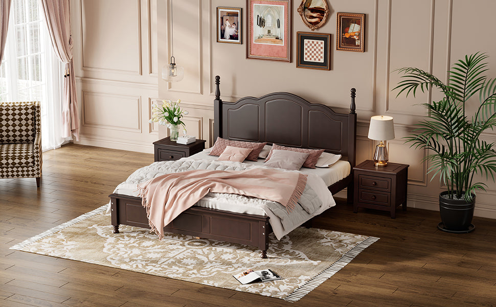 Quarto Queen Size Wood Platform Bed Frame - Dark Walnut