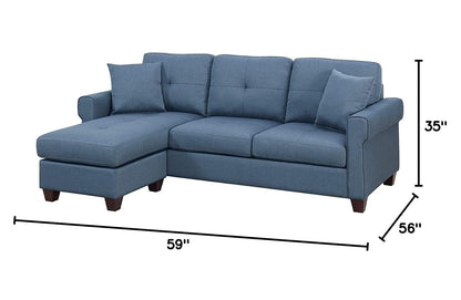 Freya Tufted Cushion Sectional Sofa Chaise  - Blue