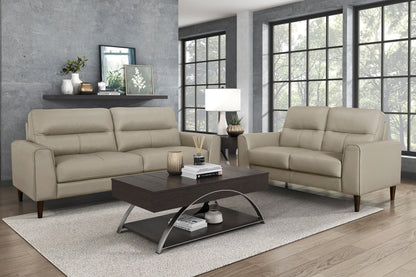 Finnley Top Grain Leather Loveseat - Beige