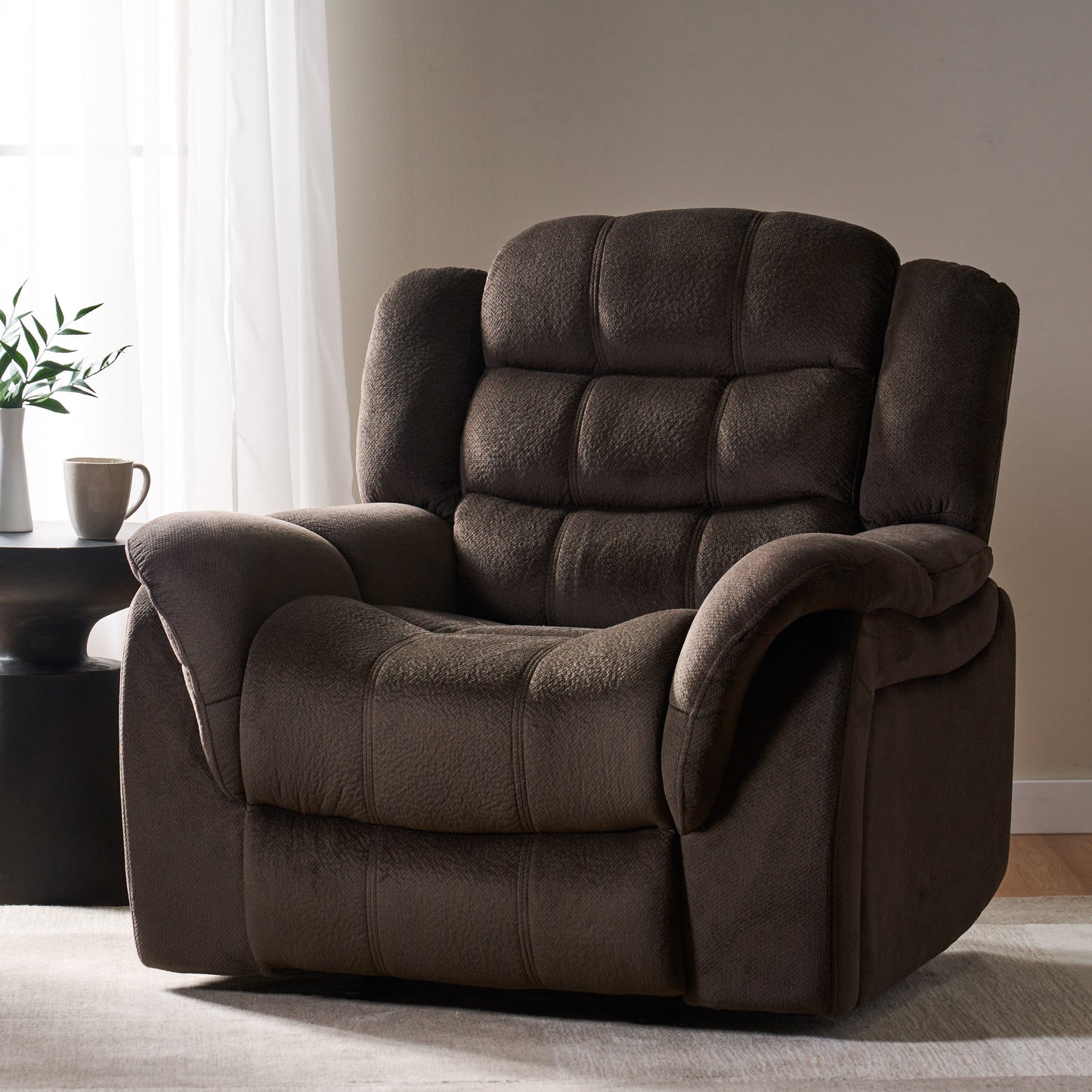 Wise Plush Fabric Glider Recliner Chair - Brown