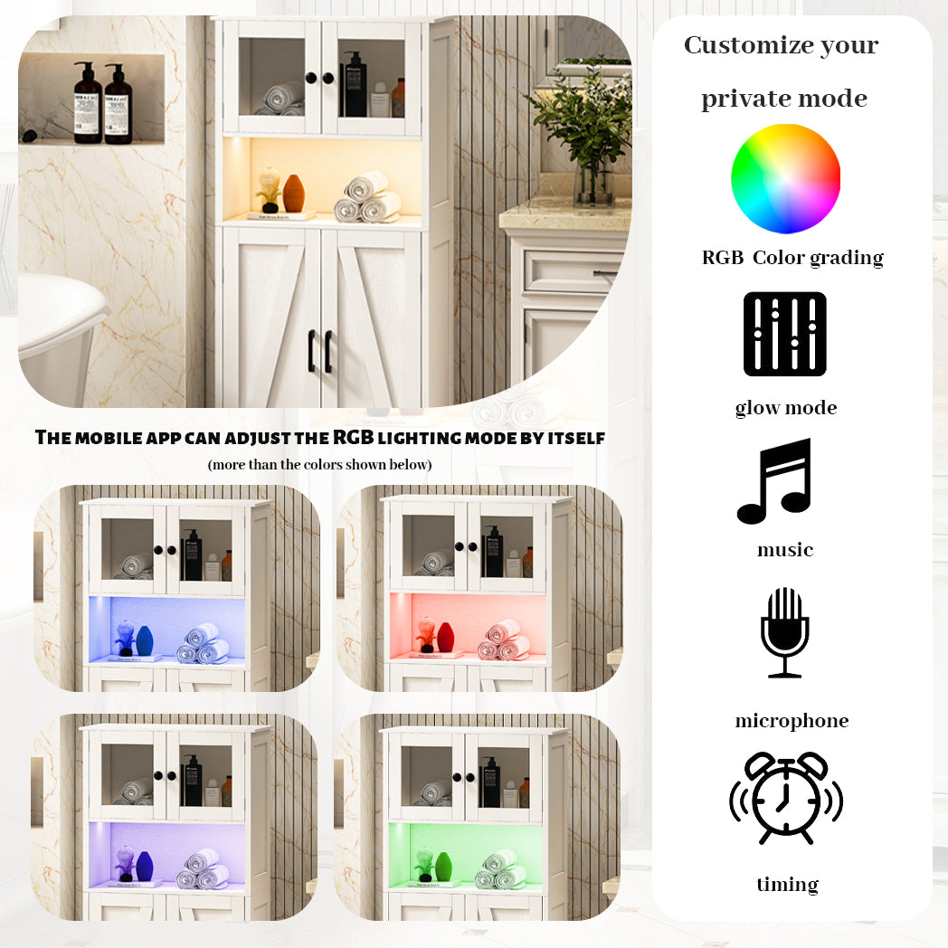 Dara 4 Door Storage Cabinets With LED Light - White