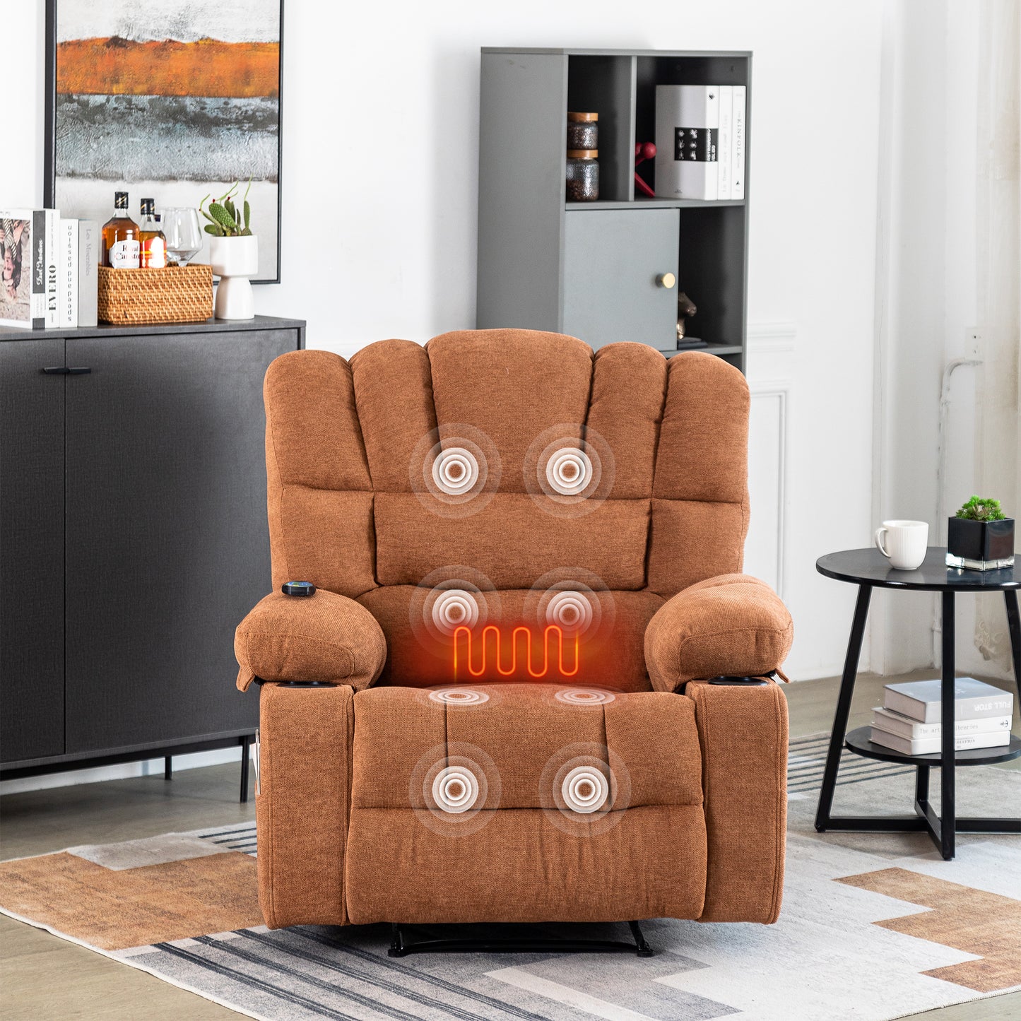 Emerson Massage Recliner Chair Sofa with Heating Vibration - Brown