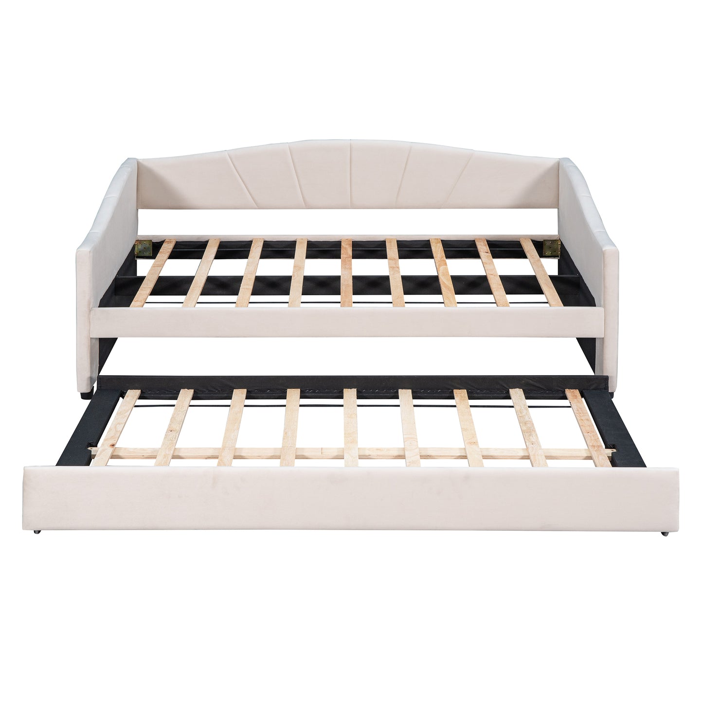 Travis Twin Size Upholstered Daybed with Trundle - Beige