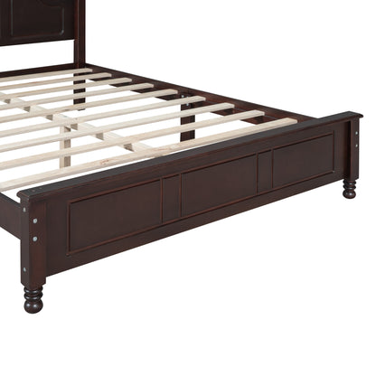 Quarto Queen Size Wood Platform Bed Frame - Dark Walnut