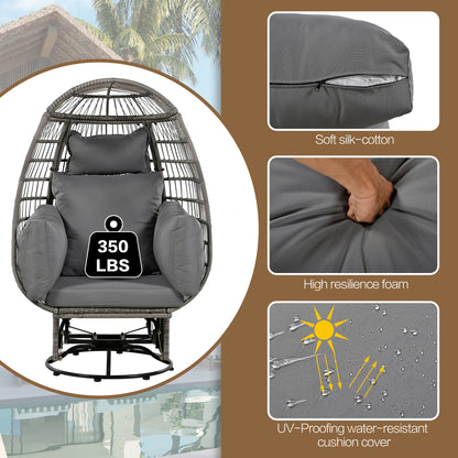 Bell Outdoor Swivel Chair with Cushion (Gray Wicker + Gray Cushion)